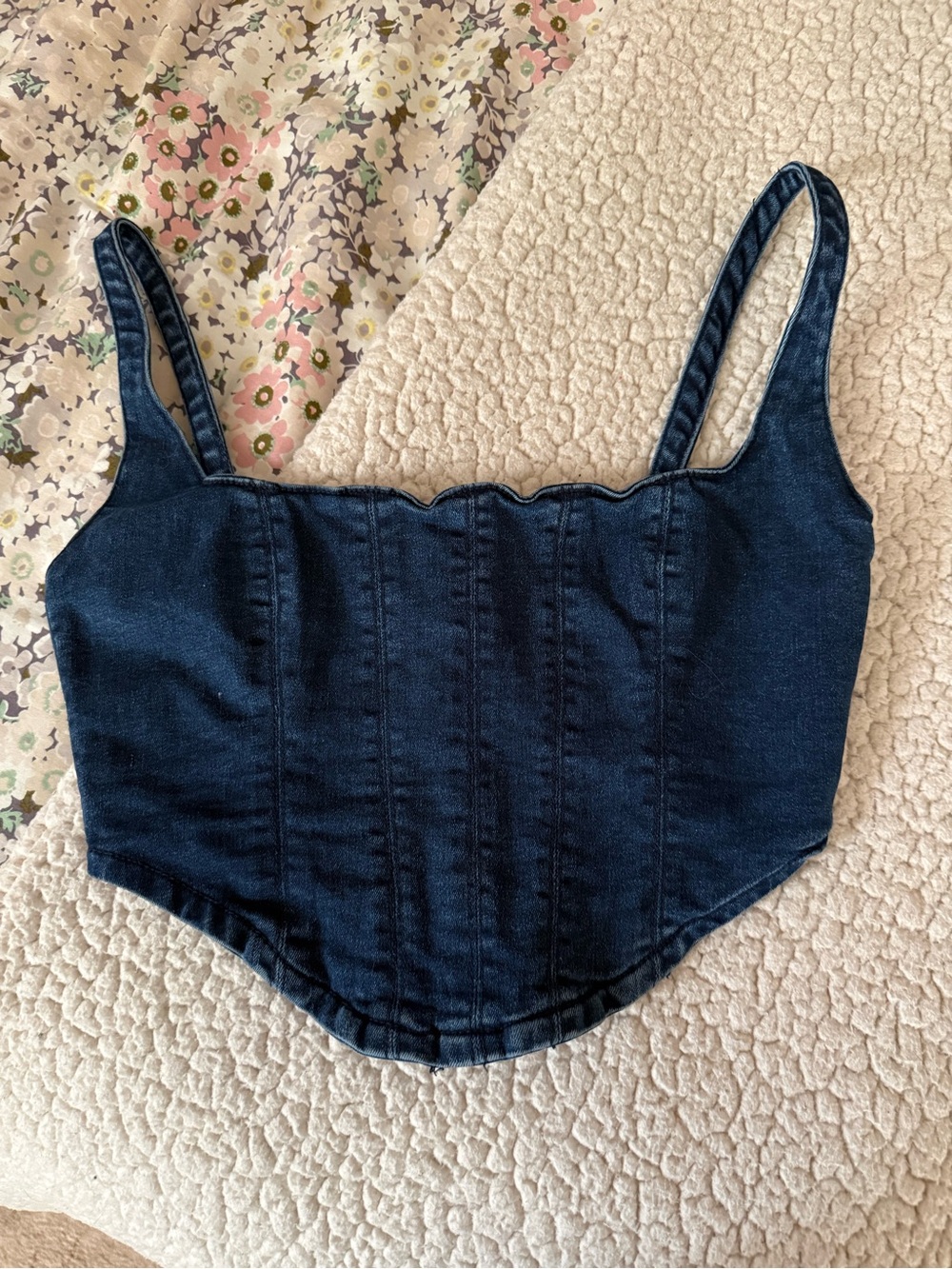 Zara Dark Blue Denim Corset Tank Top